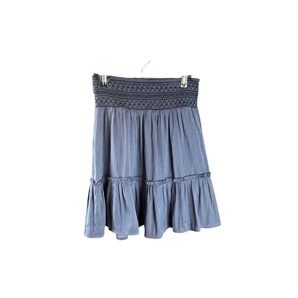 Boden Gray Smocked Tiered Mini Skirt